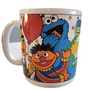 Vintage Sesame Street 25 wonderful years MUG Big Bird Elmo Bert Ernie Cookie Mon
